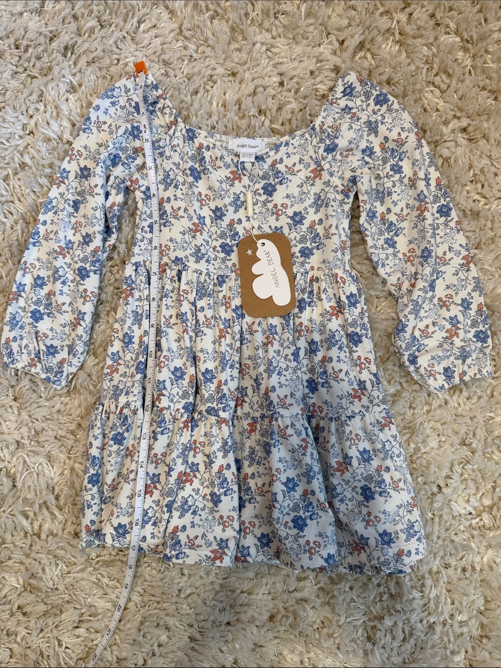 Angel Dear Cream Dress with Blue and Rust Floral Print